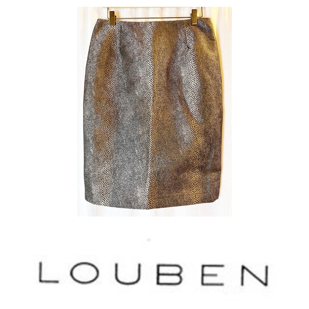 NEW Louben Pencil Lined Skirt Pattern is Snakeskin Gold and Black Shimmer Size 6